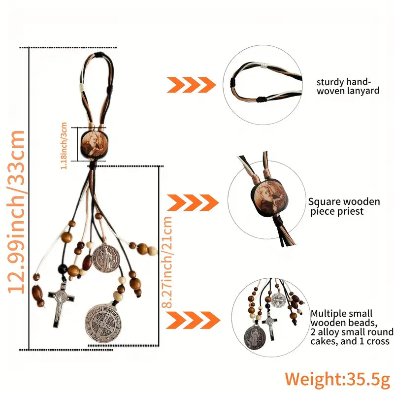 Medalla De San Benito, Escapularios Beads Rosary St Benedict Medals for Door with Saint Benedict Cross Crucifix Catholic Gift Set for Car Hanging Charm Home Door Hanger Decor