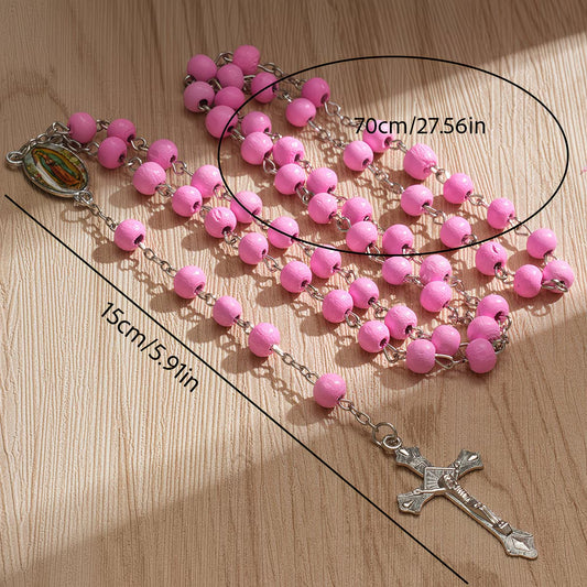 Pink wood Rosary