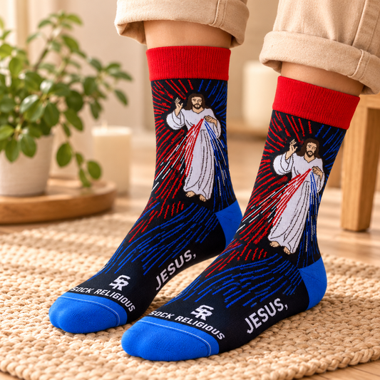Divine Mercy Catholic Religious Socks – Fun Faith-Inspired Novelty Socks