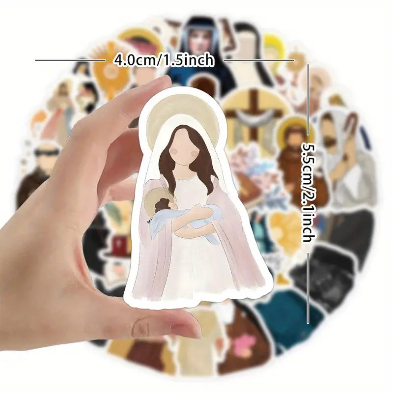 5 Random Religious Saints Stickers - Virgin Mary, Jesus, crosses, prayers - Pastoral Decorations - High Quality Christian Church School Home Decor