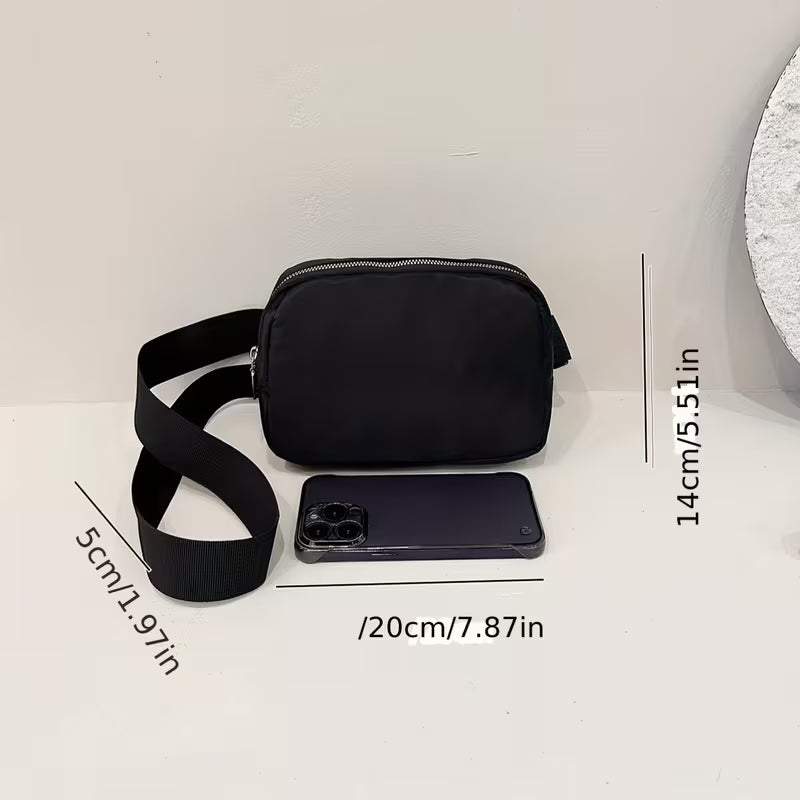 1 Pc Women's CrossBody Chest Pouch, Casual Style, Nylon, Solid Color