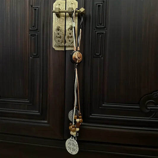 Medalla De San Benito, Escapularios Beads Rosary St Benedict Medals for Door with Saint Benedict Cross Crucifix Catholic Gift Set for Car Hanging Charm Home Door Hanger Decor