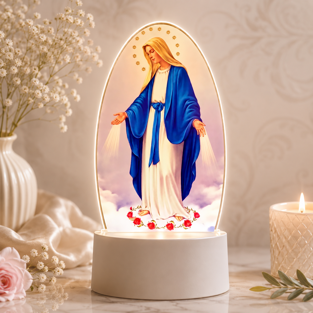 1 pc Our Lady of Grace Virgin Mary LED Night Light Lamp