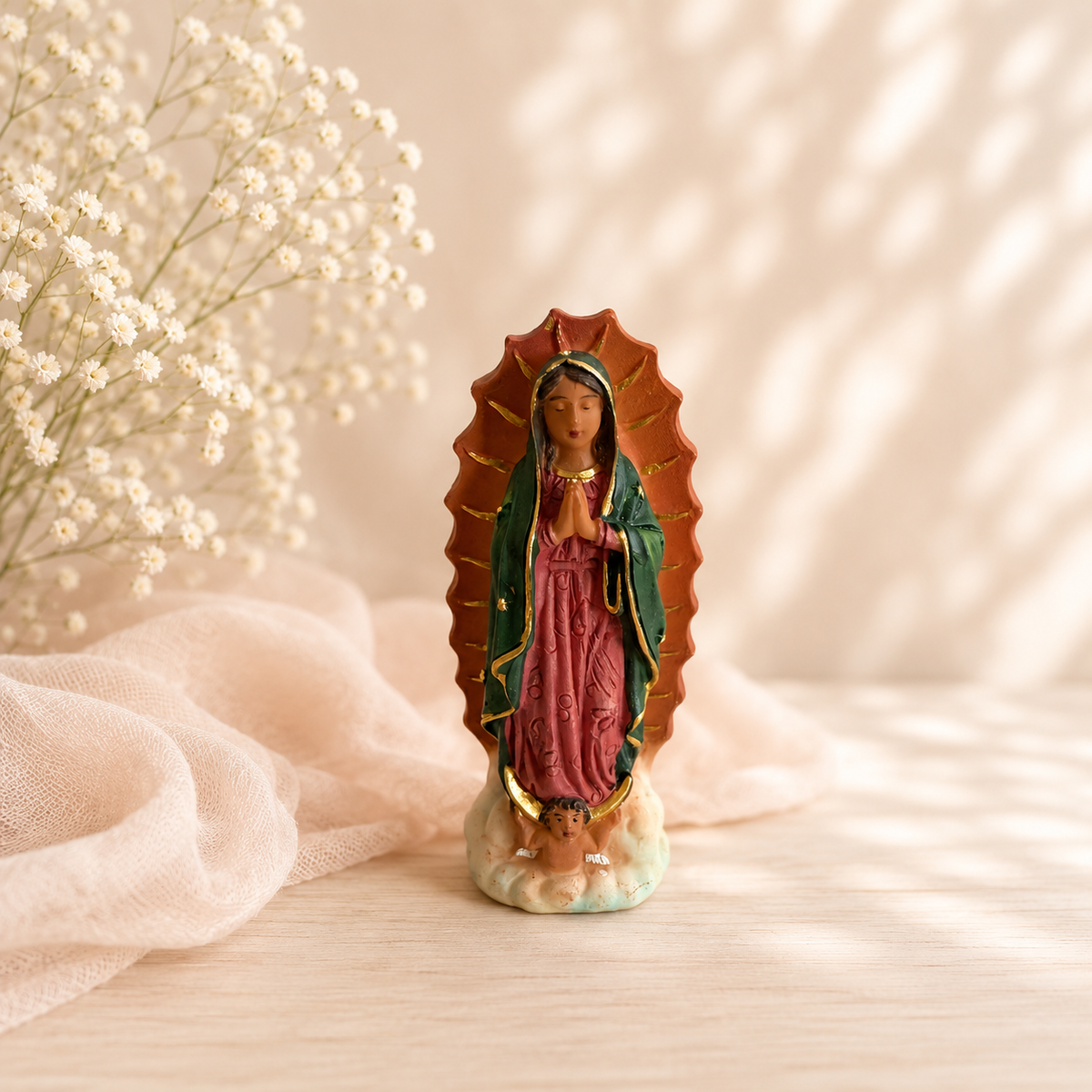 Our Lady of Guadalupe Statue – 4 Inch Catholic Virgin Mary Figurine
