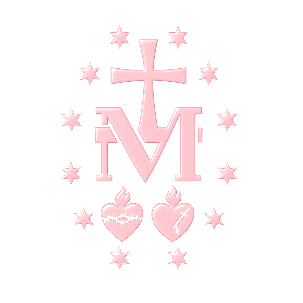 Miraculous Medal Vinyl Window Car Sticker- Light pink