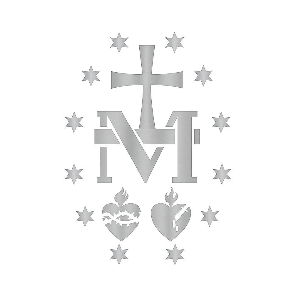 Miraculous Medal Vinyl Window Car Sticker- Silver
