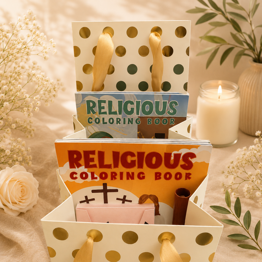 Package Mini Catholic Coloring Book + Box of Crayons