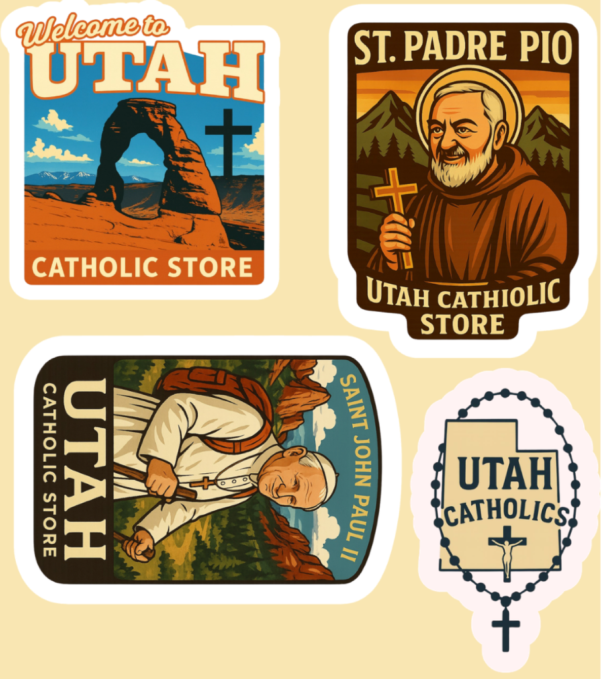 1 Big Random Religious Saints Stickers - Virgin Mary, Jesus, crosses, prayers