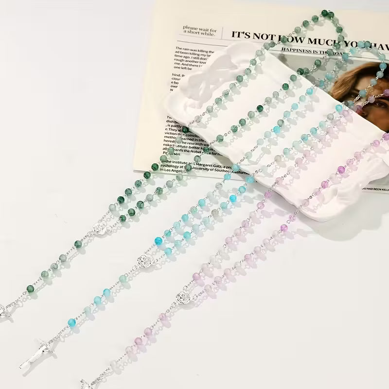 Elegant Religious Rosary with Virgin Mary Pendant and Jesus Cross