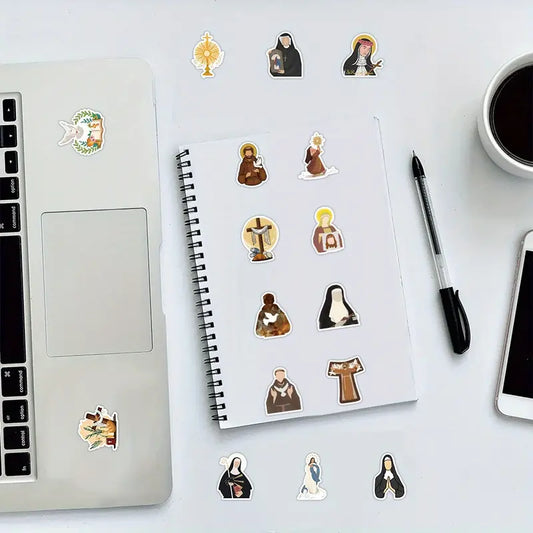 5 Random Religious Saints Stickers - Virgin Mary, Jesus, crosses, prayers - Pastoral Decorations - High Quality Christian Church School Home Decor