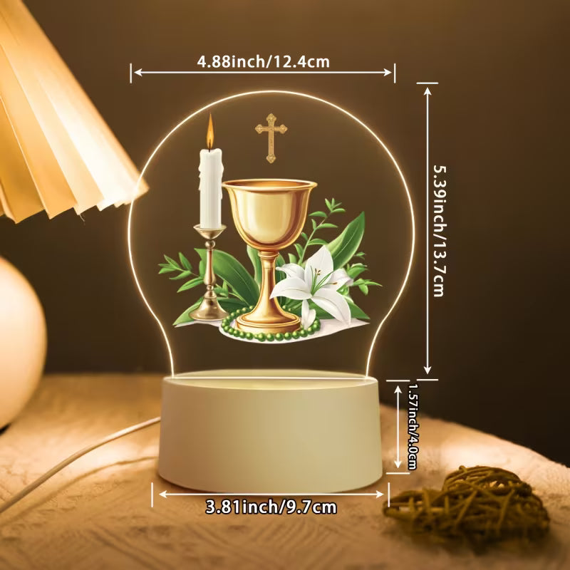 1pc Acrylic Christian Theme LED Night Light
