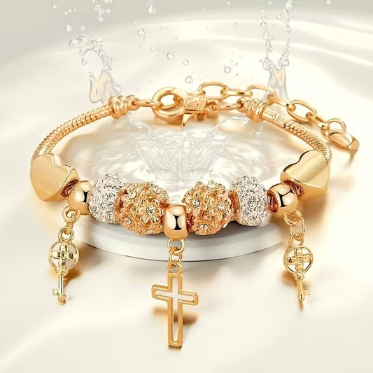 European and American Fashion Heart and Cross Bracelet