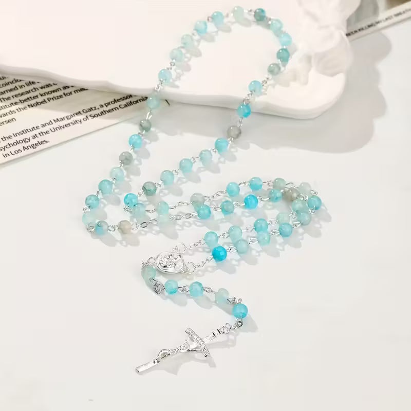 Elegant Religious Rosary with Virgin Mary Pendant and Jesus Cross