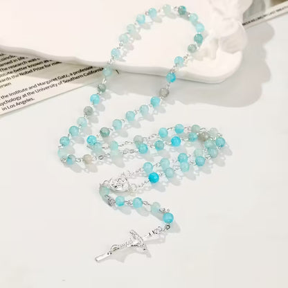 Elegant Religious Rosary with Virgin Mary Pendant and Jesus Cross
