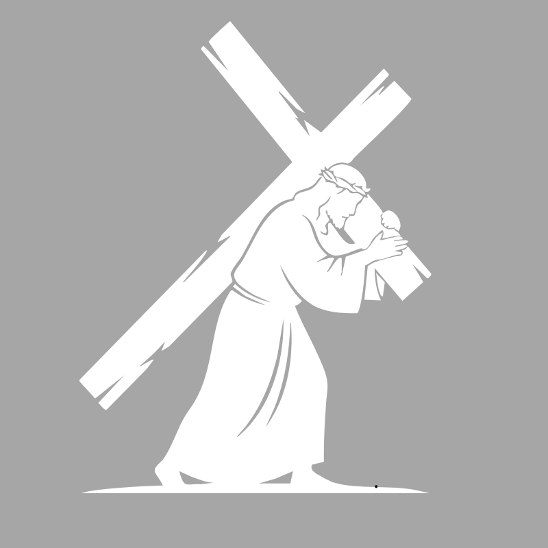 Vinyl Window Car Sticker- Jesus Carrying Cross- Gold