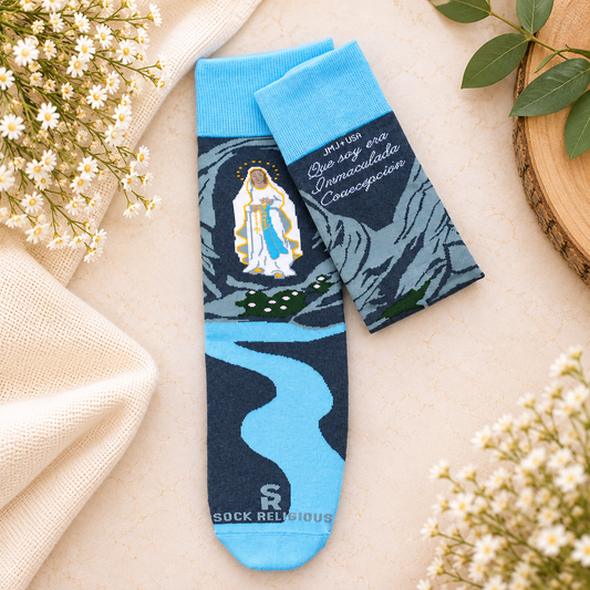 Our Lady of Lourdes Catholic Religious Socks – Marian Novelty Socks