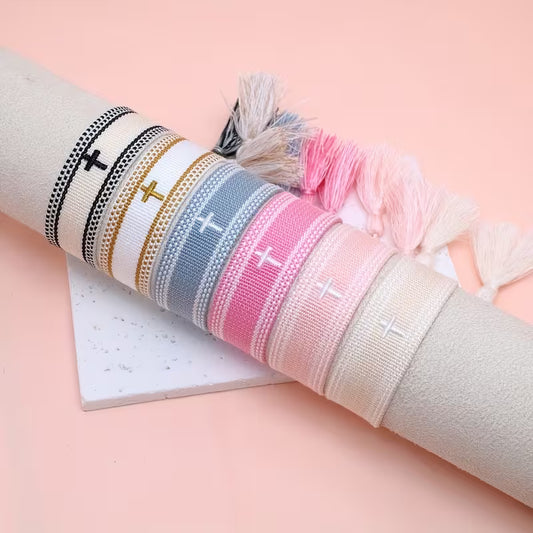 Embroidered Cross Handmade Adjustable Bracelets