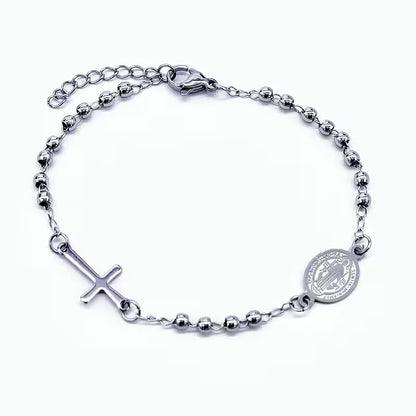 Stainless Steel St. Benedict and cross Bracelet