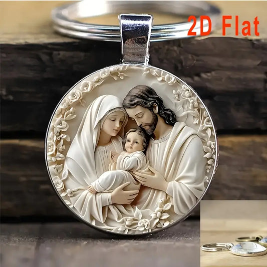 2D Flat Jesus Theme Keychain