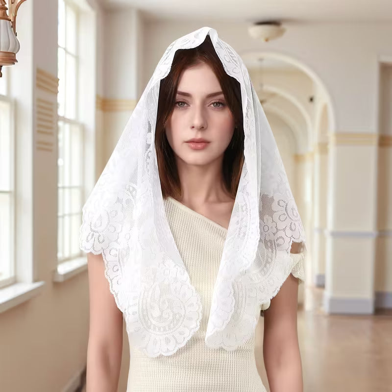 White Lace Church Veil-Bridal Veil