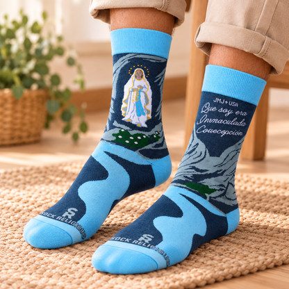 Our Lady of Lourdes Catholic Religious Socks – Marian Novelty Socks