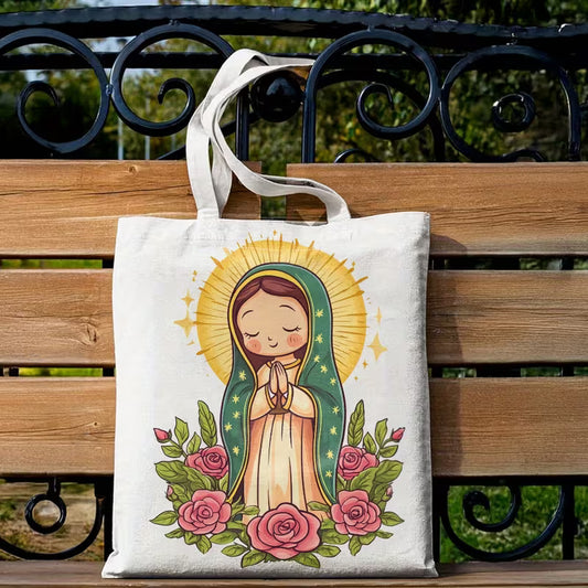 Virgin of Guadalupe Tote Bag with Roses