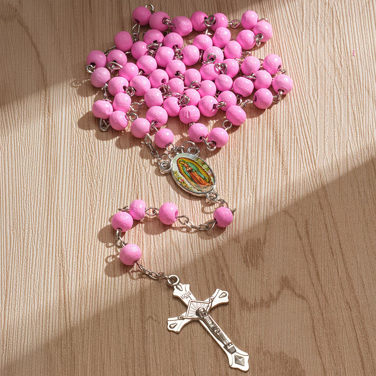 Pink wood Rosary