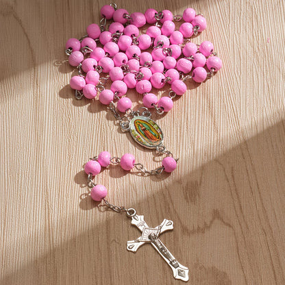 Pink wood Rosary