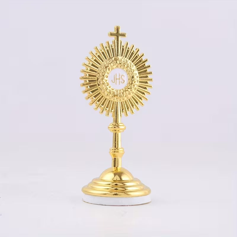 Little Jesus Eucharist Communion Monstrance Statue  desk Zinc Alloy