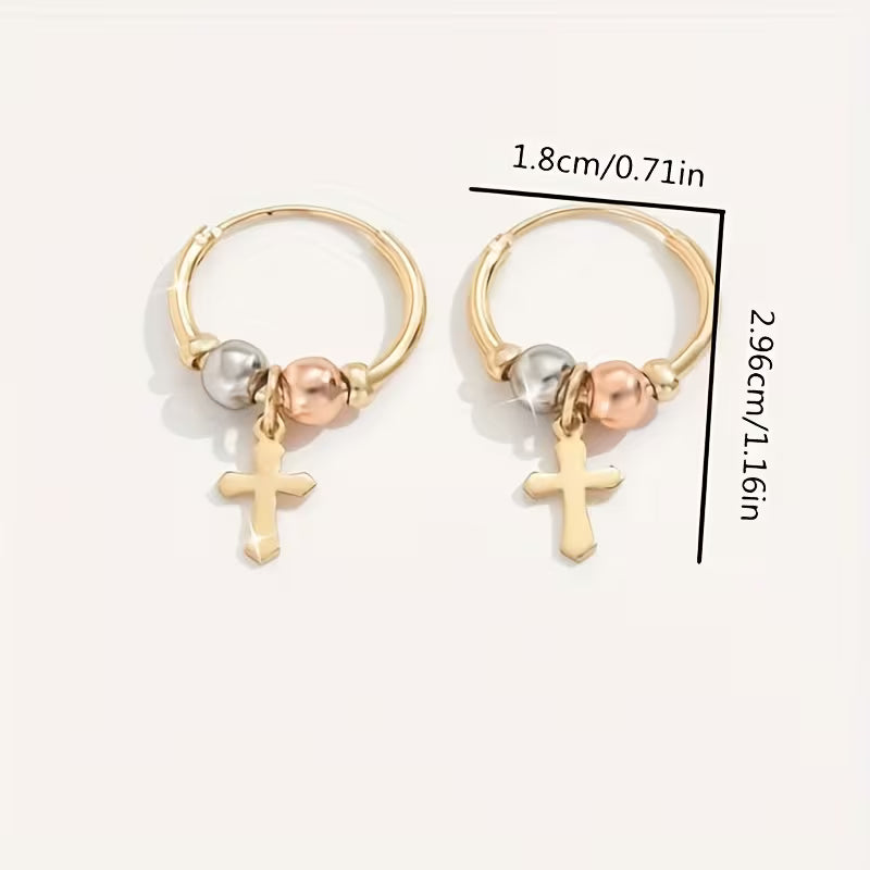 Golden Cross Pendant Earrings