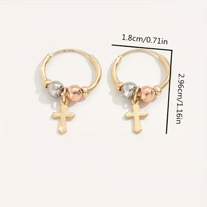 Golden Cross Pendant Earrings