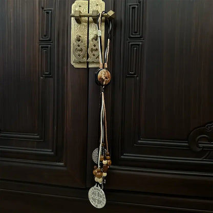 Medalla De San Benito, Escapularios Beads Rosary St Benedict Medals for Door with Saint Benedict Cross Crucifix Catholic Gift Set for Car Hanging Charm Home Door Hanger Decor