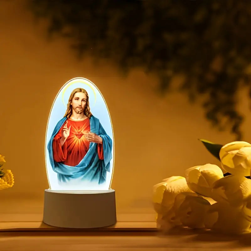 1pc Sacred Heart of LED Acrylic Oval Lamp