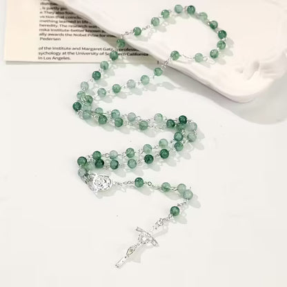 Elegant Religious Rosary with Virgin Mary Pendant and Jesus Cross