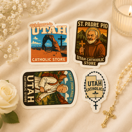 1 Big Random Religious Saints Stickers - Virgin Mary, Jesus, crosses, prayers