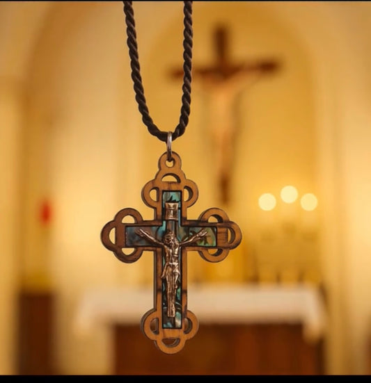 Jerusalem Handcrafted Wooden small Cross Pendant Necklace