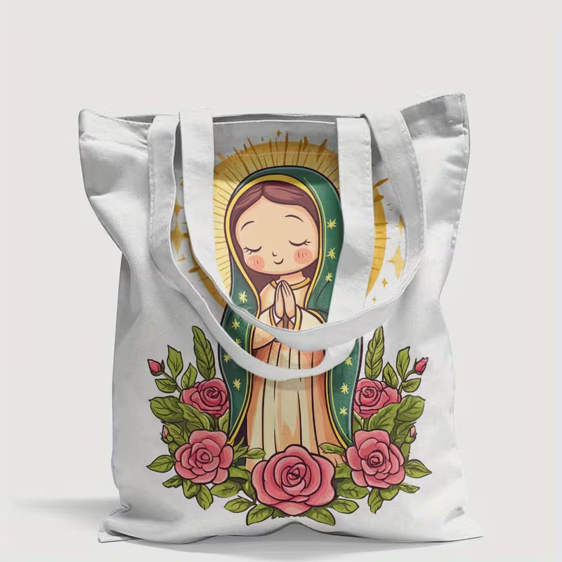 Virgin of Guadalupe Tote Bag with Roses