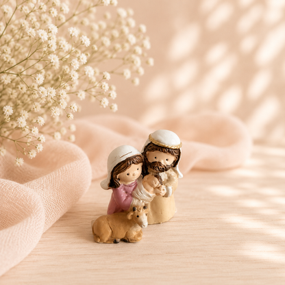 Mini Nativity Set Statue – 1 Inch Chibi Holy Family Figurine for Christmas