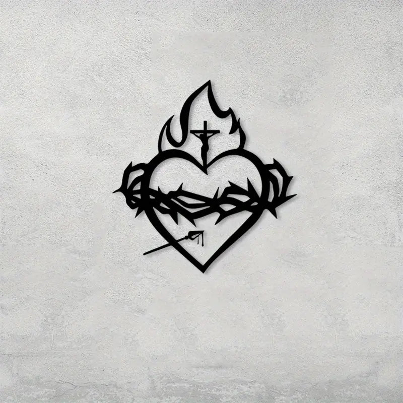 1pc Sacred Heart Metal Wall Art