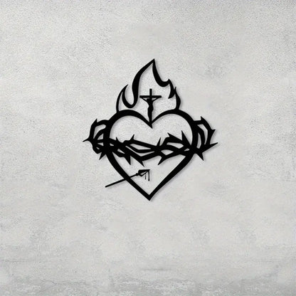 1pc Sacred Heart Metal Wall Art