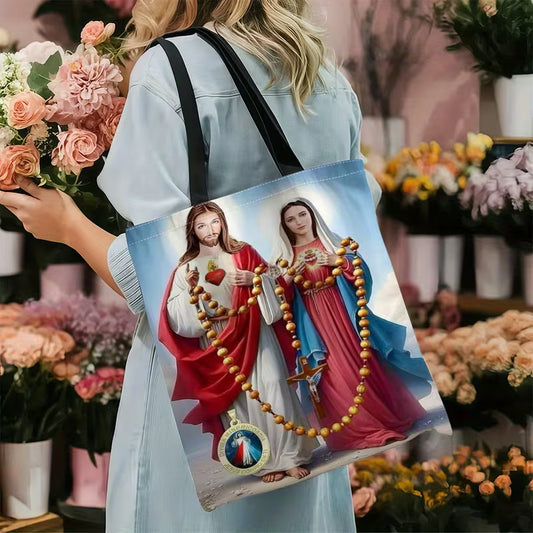 Sacred Heart of Jesus & Immaculate heart of Mary Tote Bag