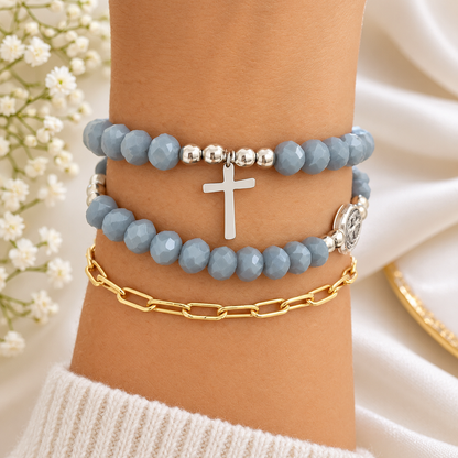 St. Benedict Murano Rosary Bead Bracelet – Diamond Cut Catholic Protection Bracelet