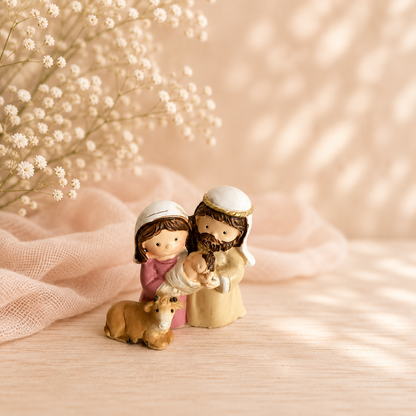 Mini Nativity Set Statue – 1 Inch Chibi Holy Family Figurine for Christmas