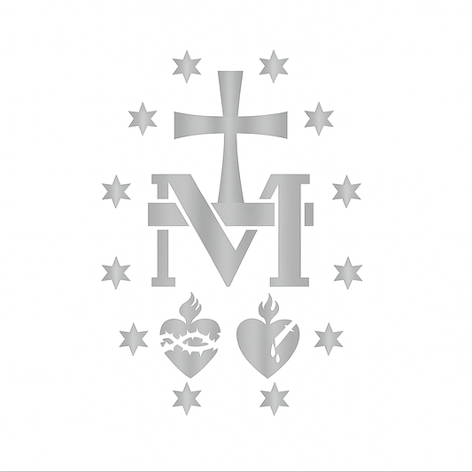 Miraculous Medal Vinyl Window Car Sticker- Silver