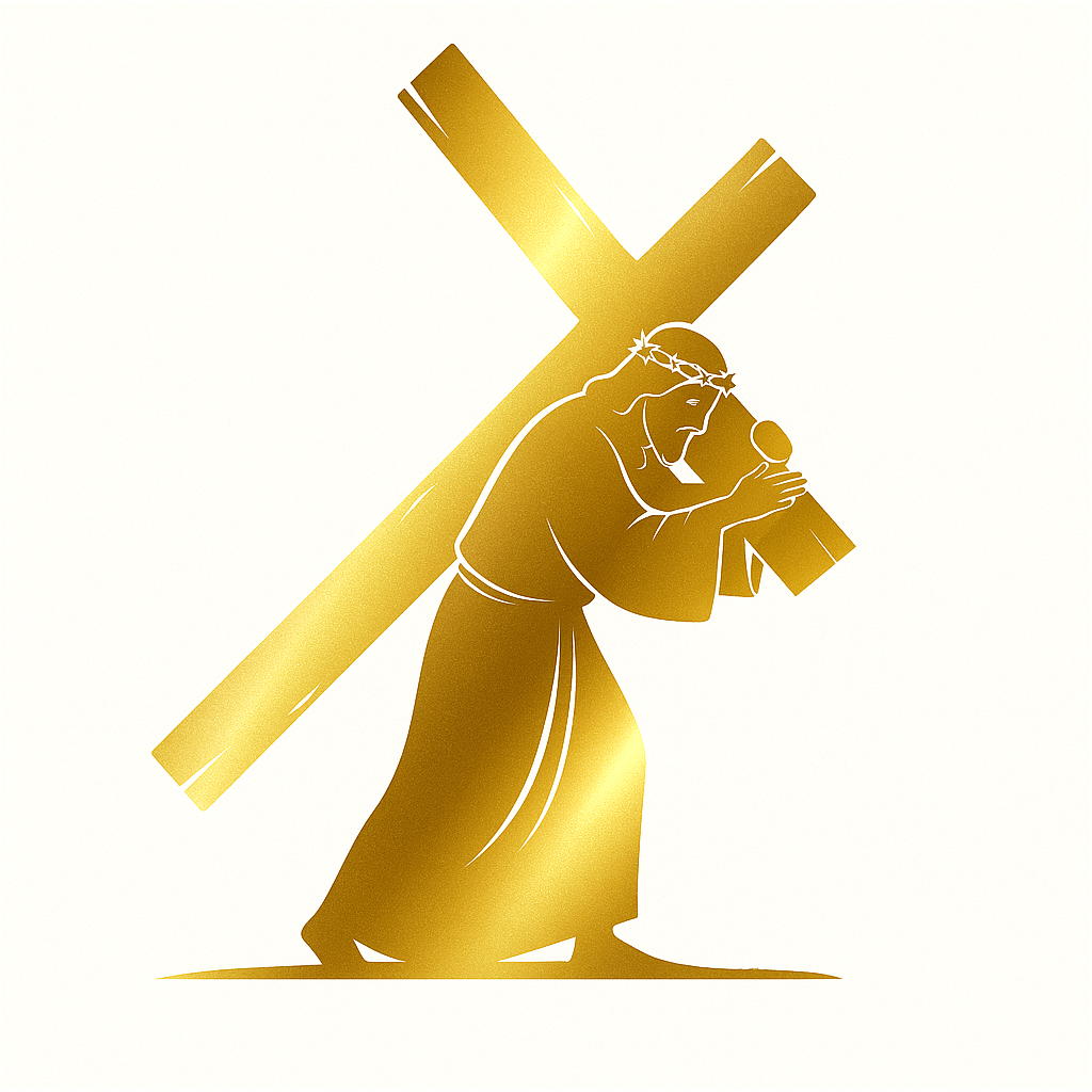 Vinyl Window Car Sticker- Jesus Carrying Cross- Gold