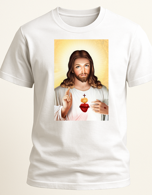 Sacred heart of Jesus Cotton Catholic T-Shirt