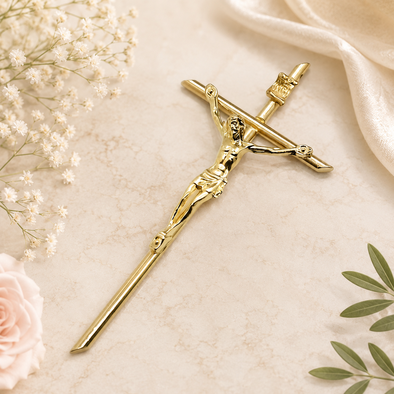 Gold Catholic Religious Wall Hanging Jesus Crucifix