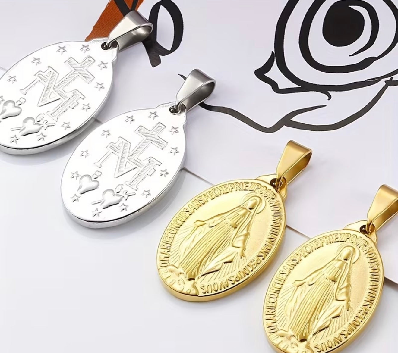 Stainless steel Virgin Mary Medal