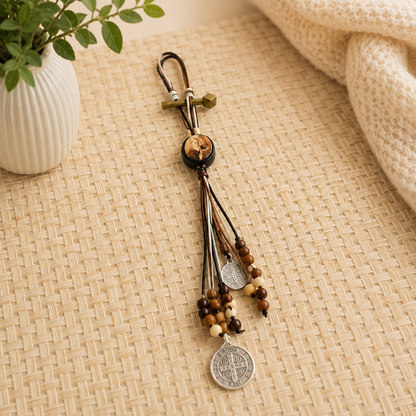 Medalla De San Benito, Escapularios Beads Rosary St Benedict Medals for Door with Saint Benedict Cross Crucifix Catholic Gift Set for Car Hanging Charm Home Door Hanger Decor