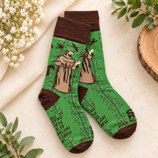 St. Francis of Assisi Catholic Religious Socks – Fun Franciscan Novelty Socks